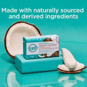 close-up of Tom's of Maine bar texture highlighting gentle moisturizing lather