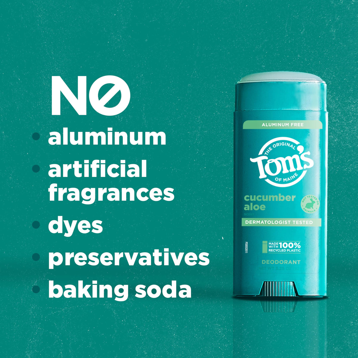 Tom's of Maine deodorant applied on underarm demonstrating clear application and no white marks