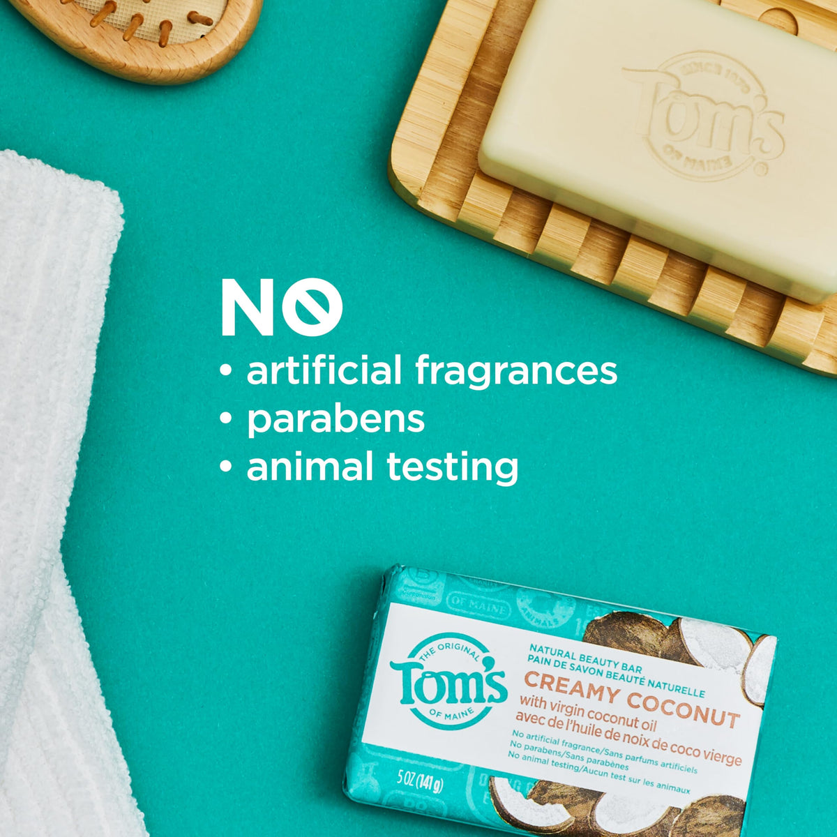 Tom's of Maine Lemon Bergamot staged in bathroom for refreshing scent benefit