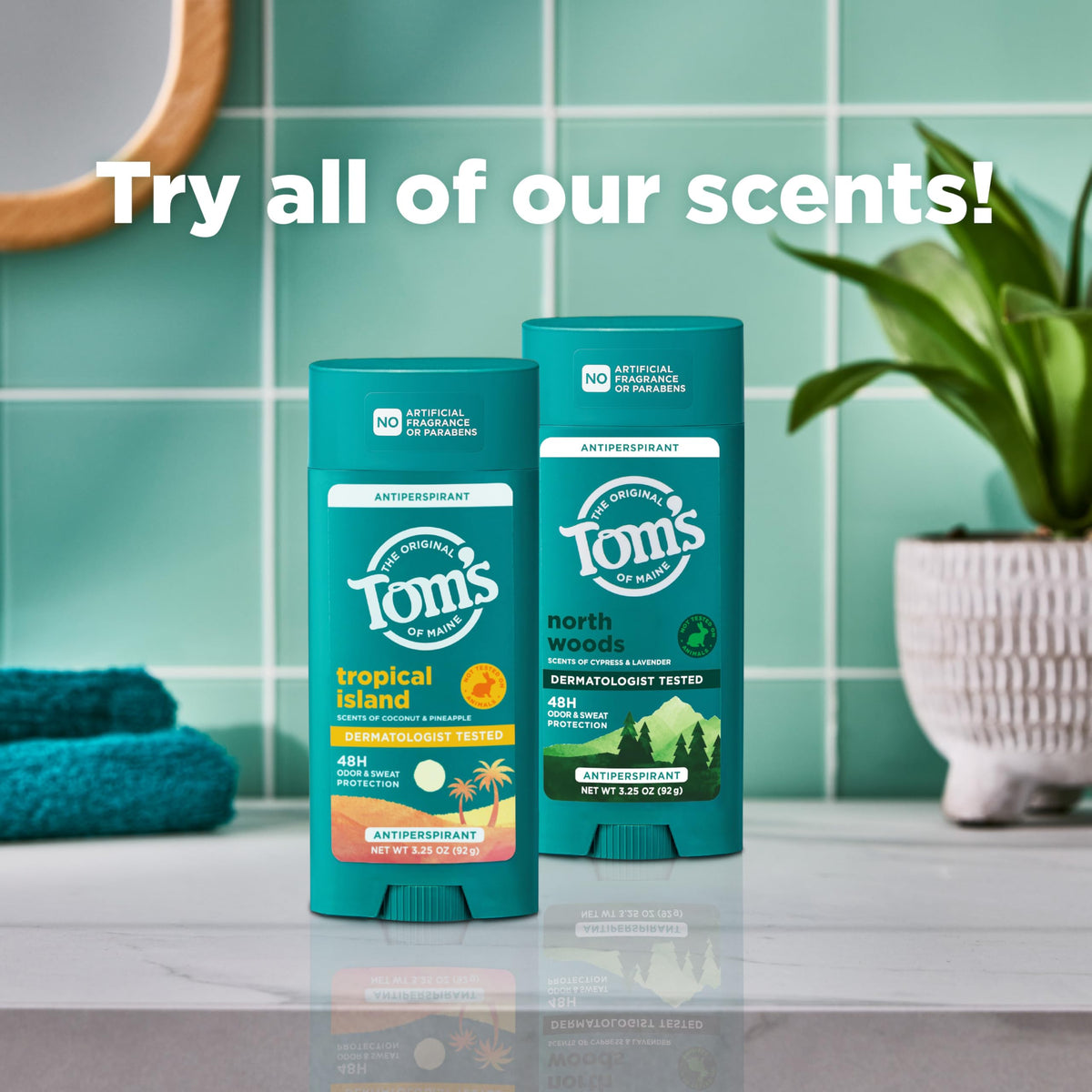 Tom's of Maine stick inside a gym bag showing on-the-go freshness benefit