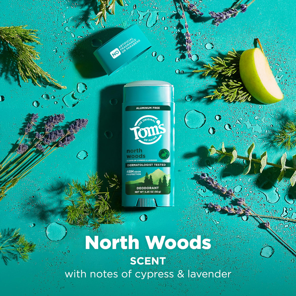 Tom's of Maine ingredients label showing natural and baking-soda-free formula