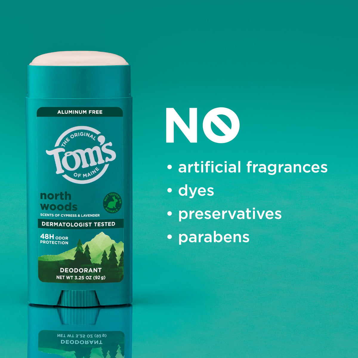 Tom's of Maine lifestyle outdoors scene conveying woodsy scent notes