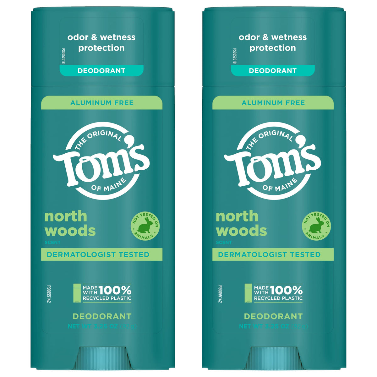 Tom's of Maine recycled plastic container emphasizing sustainable packaging