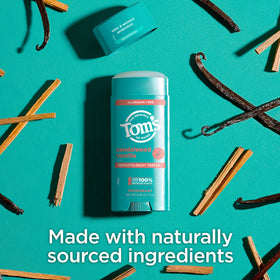 Tom's of Maine recycled plastic container emphasizing sustainable packaging