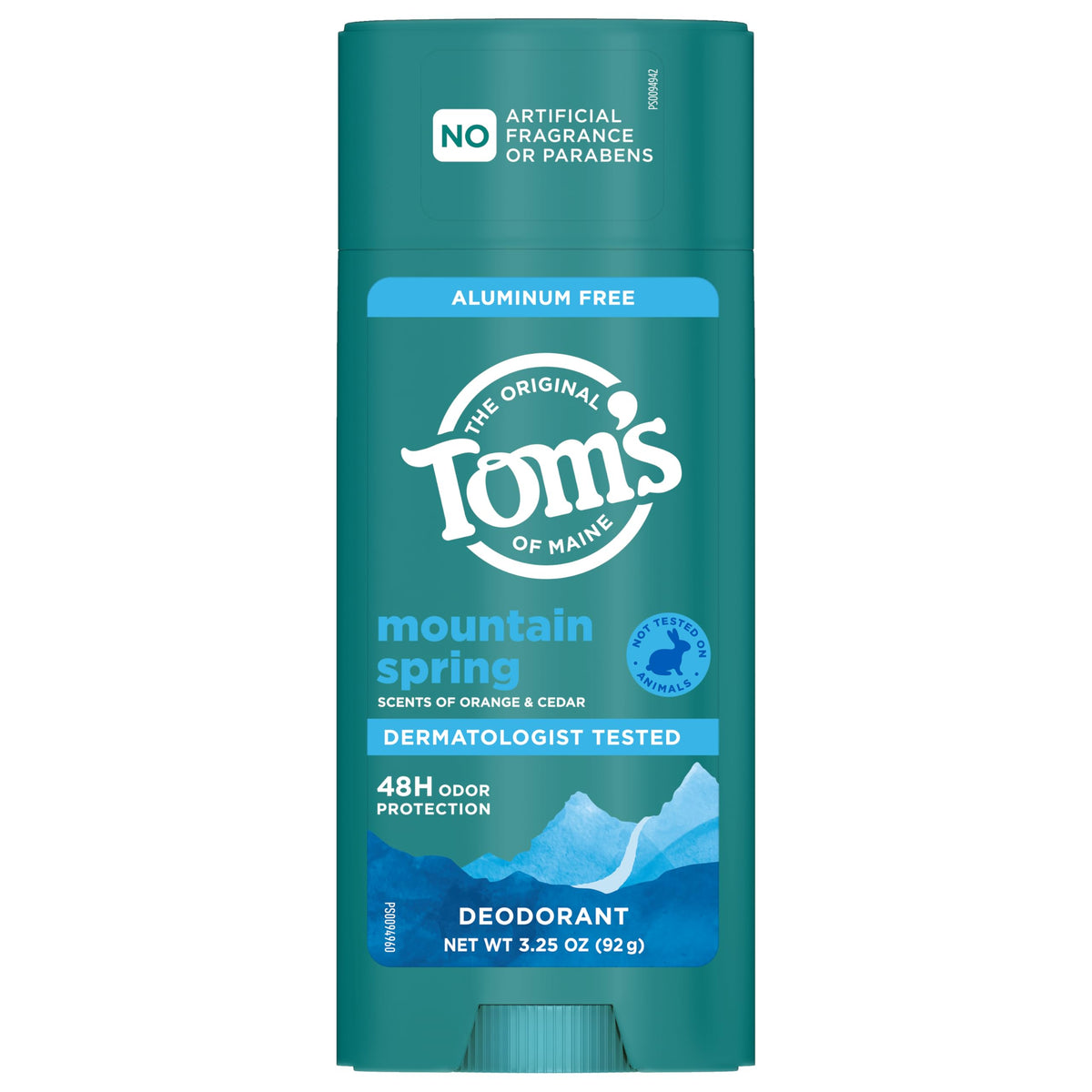 Tom's of Maine deodorant placed on bathroom shelf for travel readiness