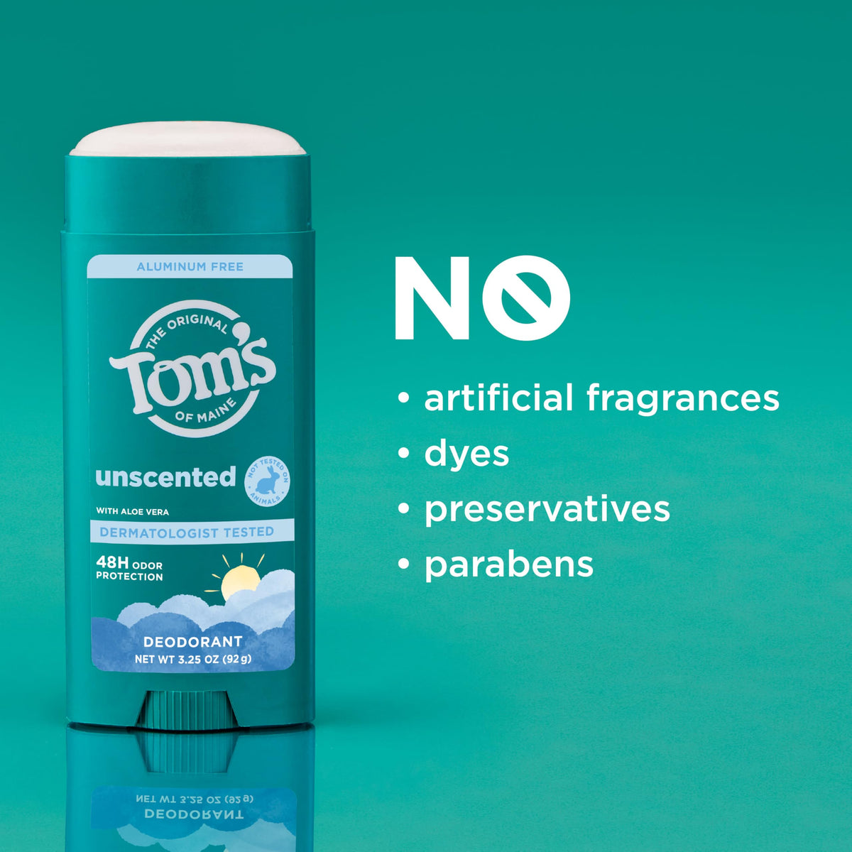 Tom's of Maine stick on bathroom counter showing everyday convenience and daily use benefit