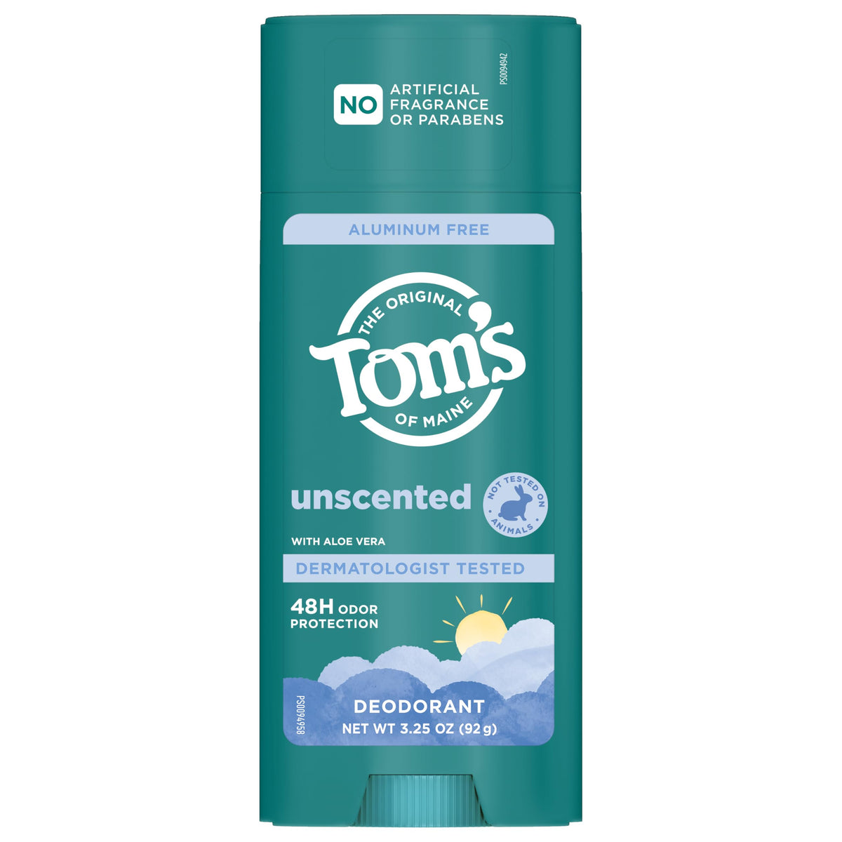 Tom's of Maine recycled plastic container detail highlighting eco-friendly packaging benefit