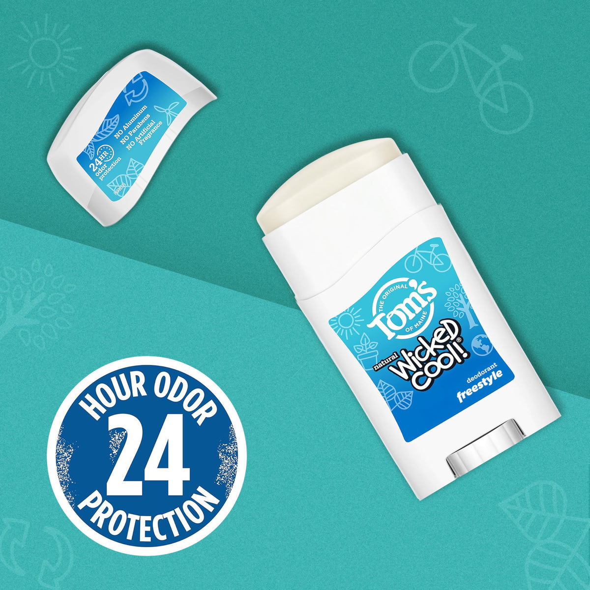 Tom's of Maine deodorant stick open for easy application and convenience