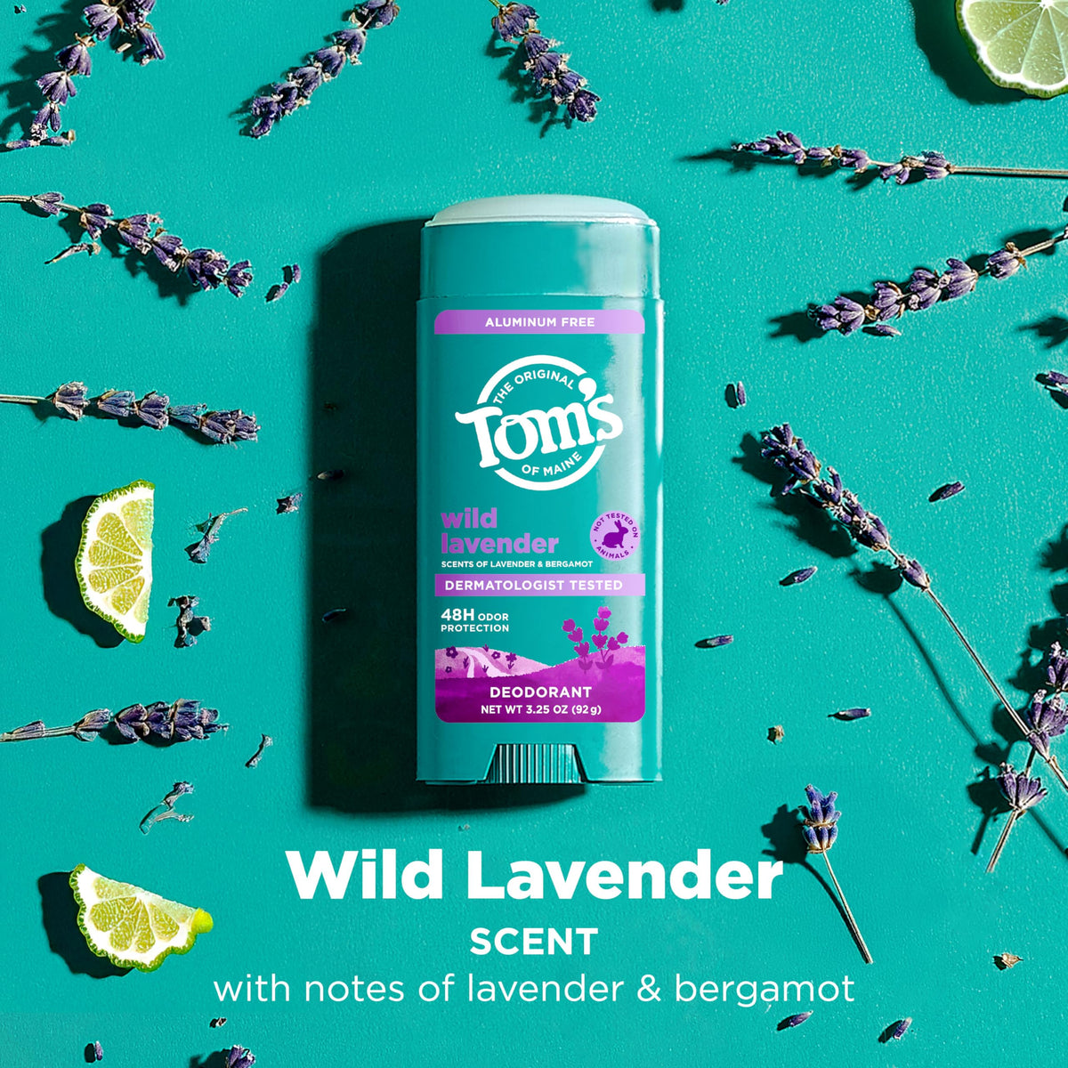Tom's of Maine two-pack flat lay highlighting size and scent notes