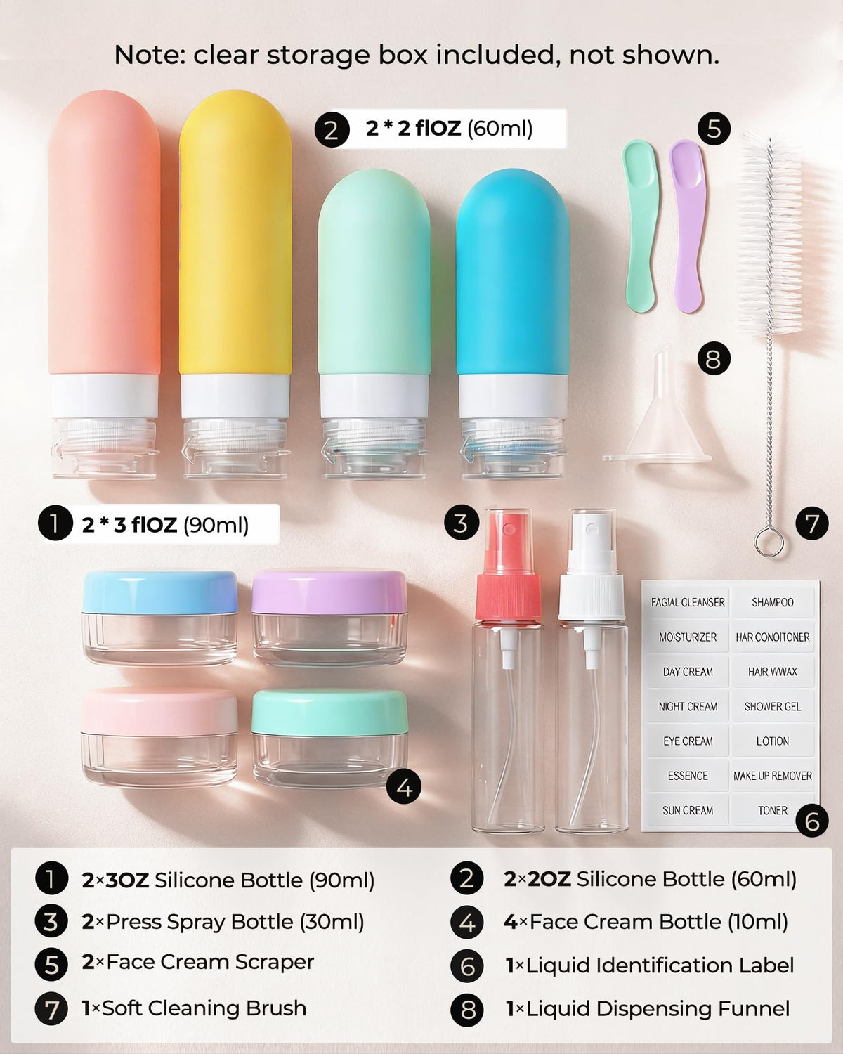 Tonater colorful silicone travel bottles lined up illustrating variety and quick identification