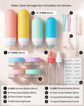 Tonater colorful silicone travel bottles lined up illustrating variety and quick identification