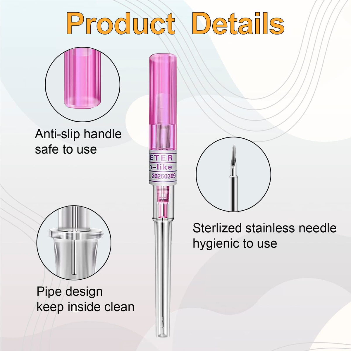 TONBAO needle beside ruler showing 20G scale for accurate gauge choice