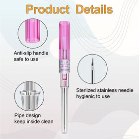 TONBAO needle beside ruler showing 20G scale for accurate gauge choice