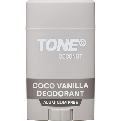 TONE front packaging showing coconut vanilla scent and benefits