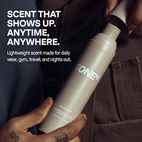 Close-up of TONE Exclusive atomizer nozzle highlighting precise, no-leak spray