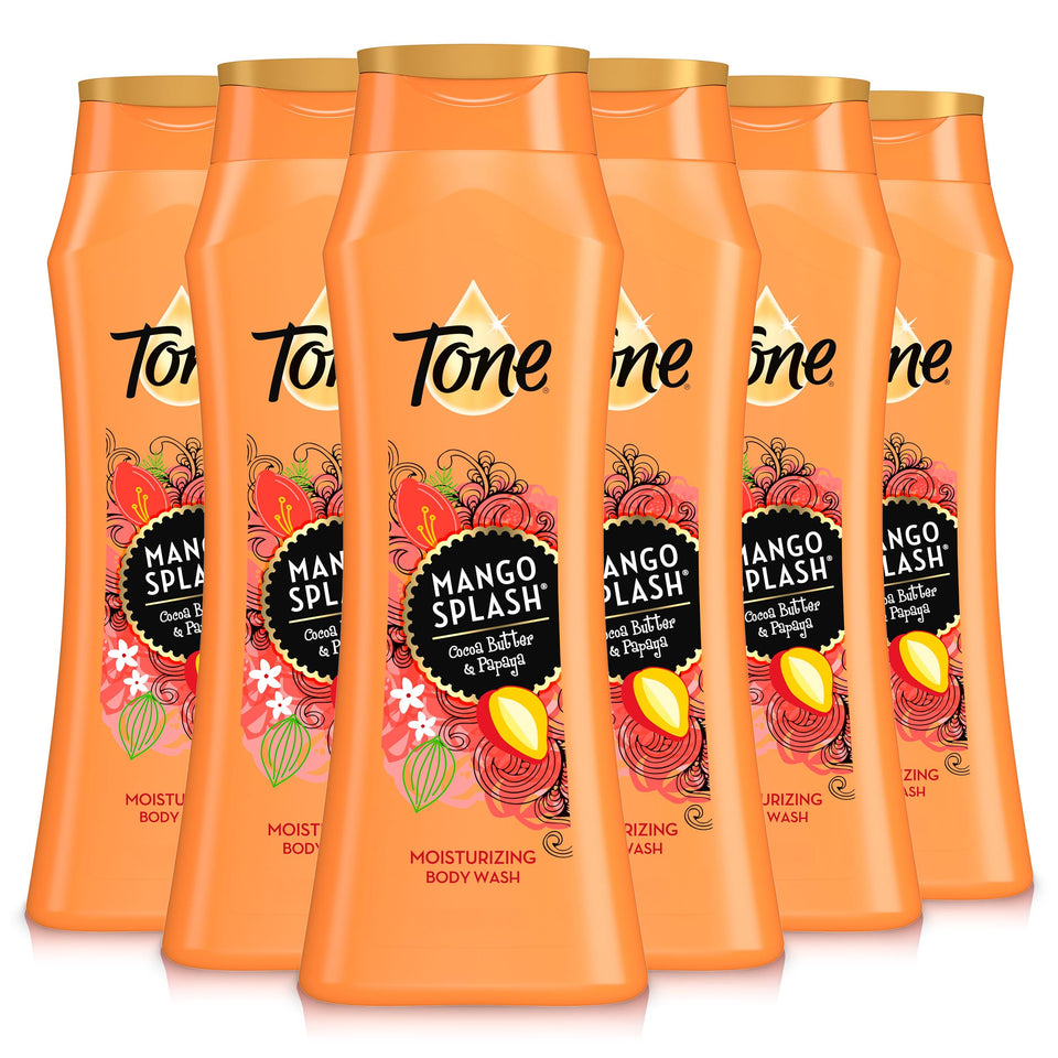 Tone front packaging showing mango splash and 16 oz size for bright mornings