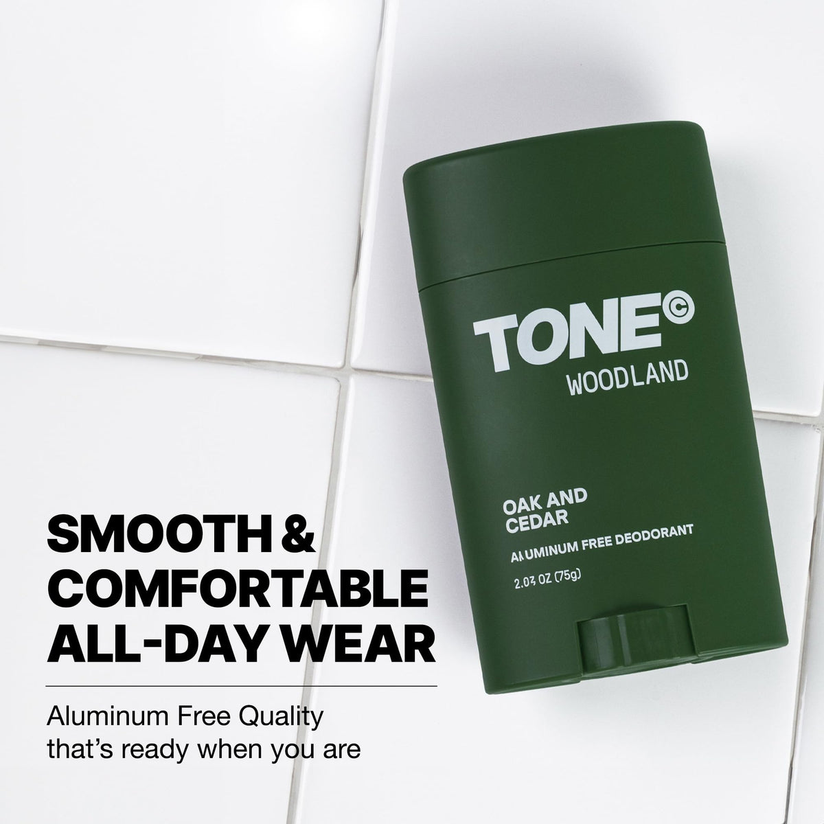 TONE Exclusive deodorant in use on underarm demonstrating quick-drying protection
