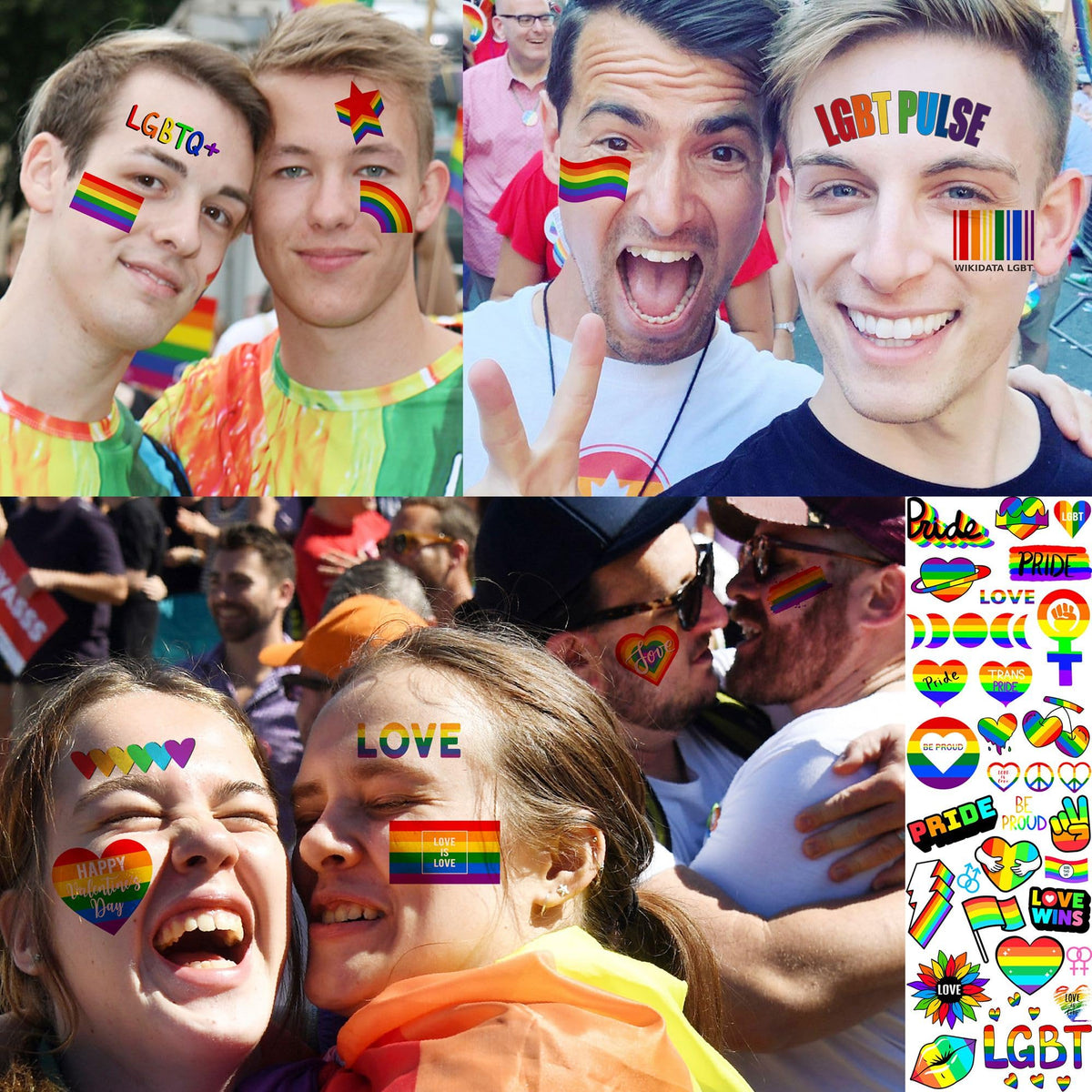 Toneoldshu face close-up with rainbow heart tattoo for bold festival style