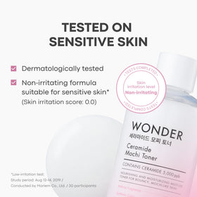 TONYMOLY ingredient label closeup highlighting ceramide and hyaluronic acid