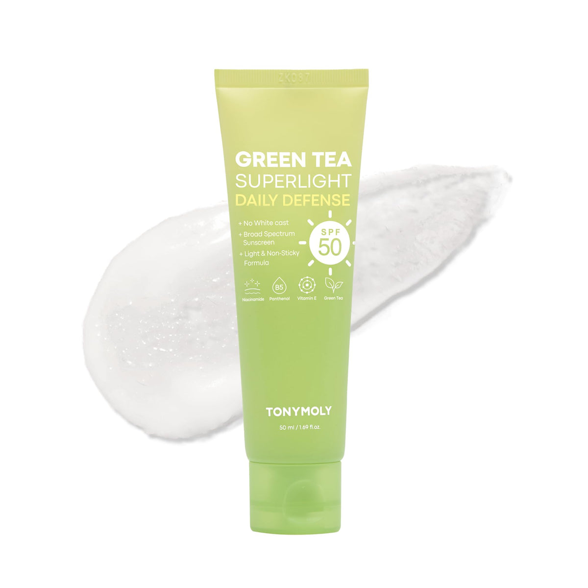 TONYMOLY front packaging showing SPF 50+ protection and benefits