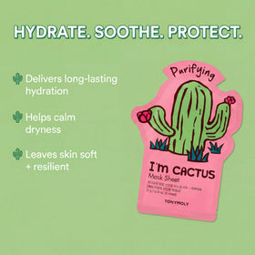 TONYMOLY cactus mask essence pouring from sachet to show hydrating concentrate