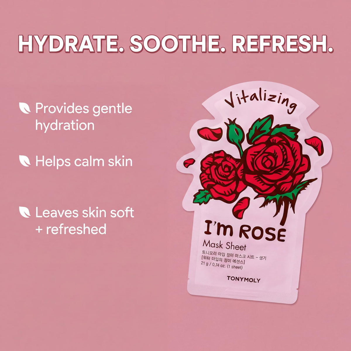 TONYMOLY rose sheet mask close-up texture highlighting nourishing essence