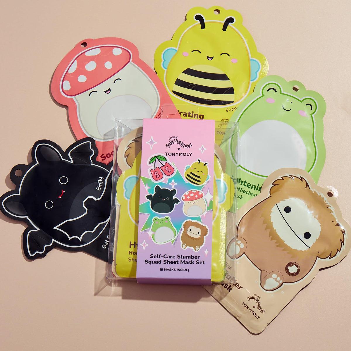 TONYMOLY close-up of sheet mask texture and essence, illustrates hydrating finish
