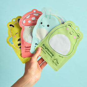 TONYMOLY single Squishmallows mask close-up showing fabric and gentle fit benefit