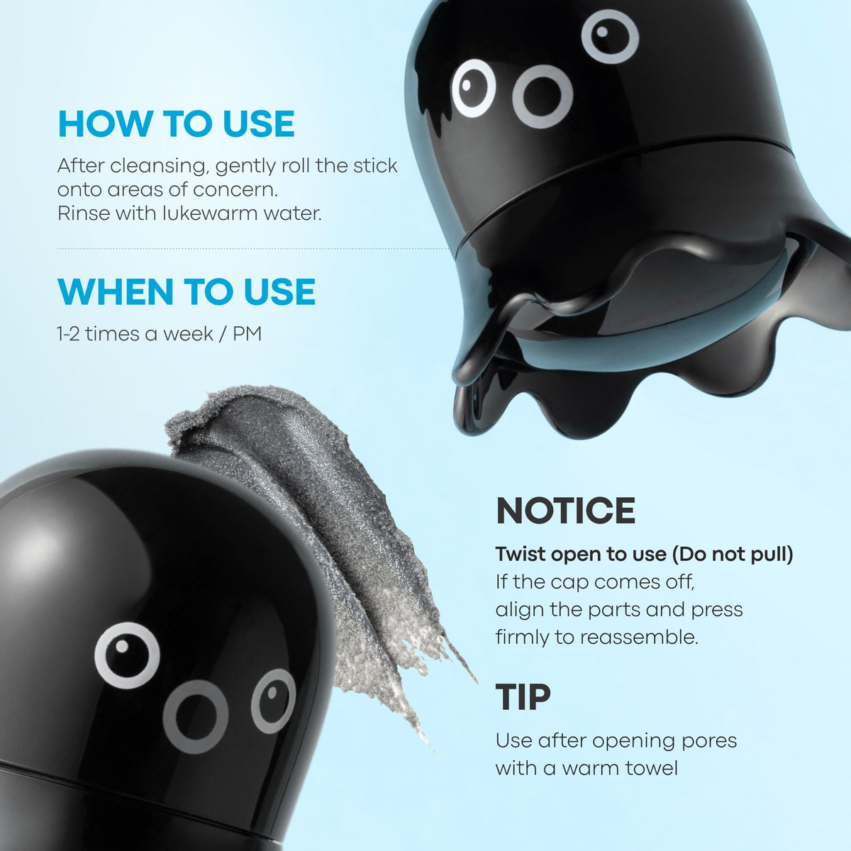 TONYMOLY stick in use on nose clearing blackheads effectively