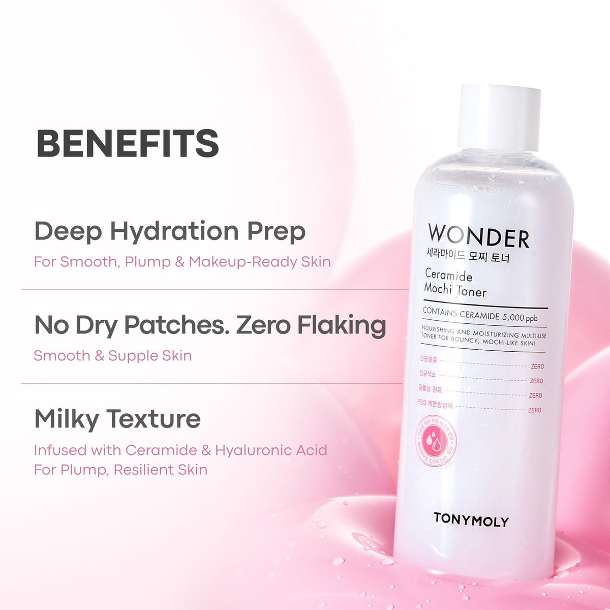 TONYMOLY toner soaked on cotton pad for gentle application benefits