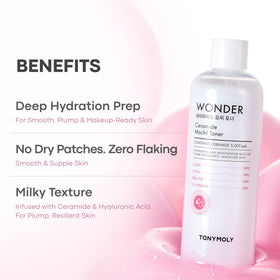 TONYMOLY toner soaked on cotton pad for gentle application benefits