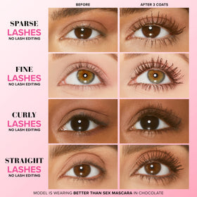 Too Faced hourglass brush close-up demonstrating precise separation and lift