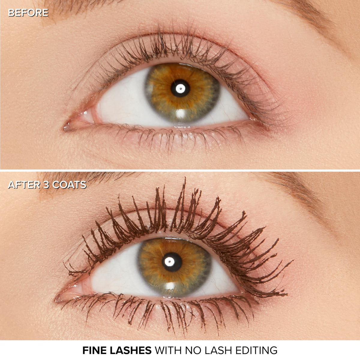 Too Faced mascara texture on brush highlighting smooth, buildable formula