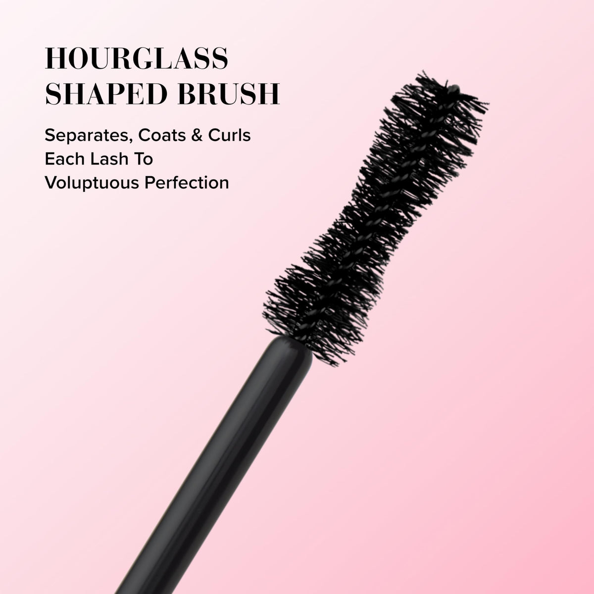 Too Faced wand coating natural lashes for dramatic volume and length