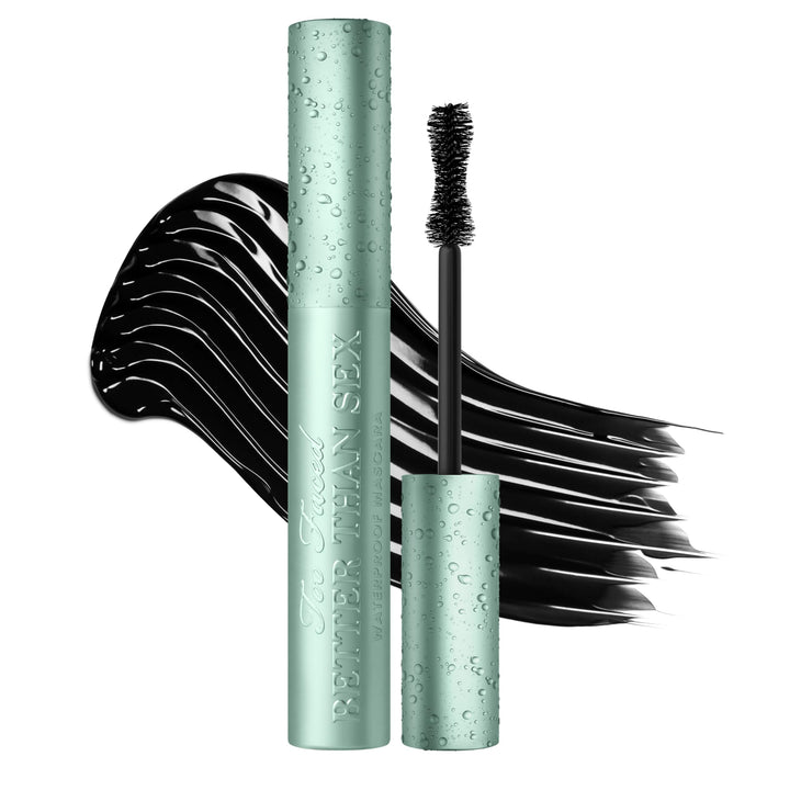Too Faced front packaging showing waterproof mascara and benefits