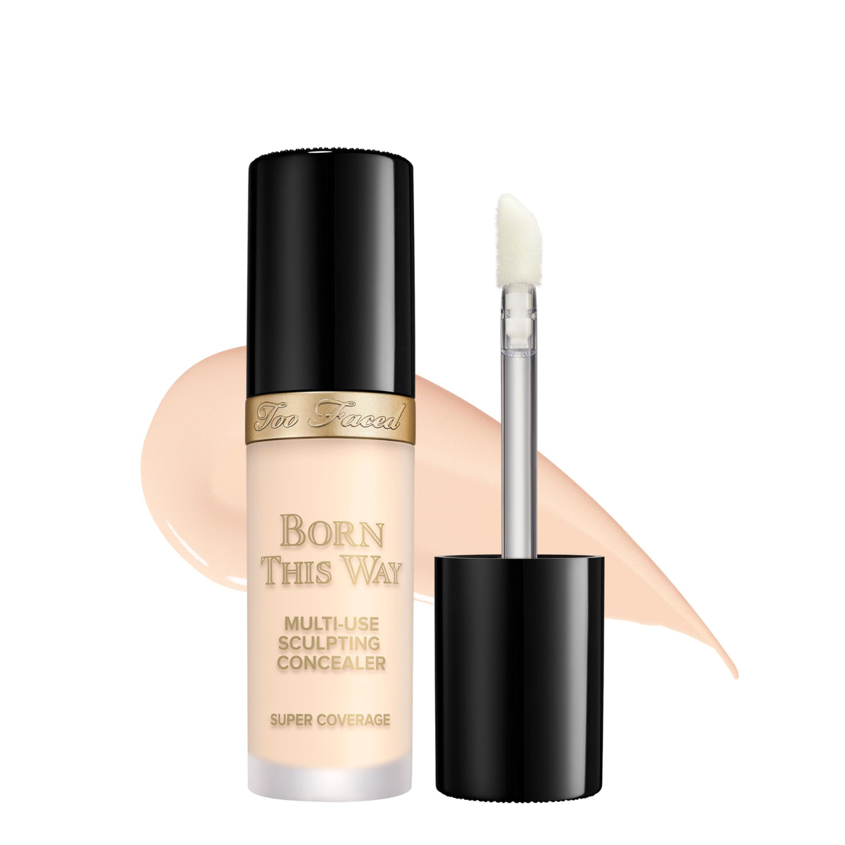 Too Faced concealer front tube showing product identity and travel-friendly size