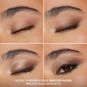 Too Faced arm swatches of six Cold Smolder Nudes shades showing true-to-pan payoff