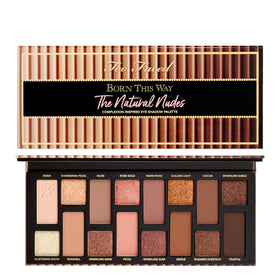 Too Faced palette front view showing 16 nude shades and compact benefits