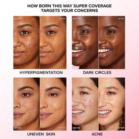 Too Faced texture swatches on skin showing blendable coverage and finish