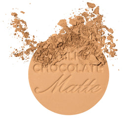 Too Faced pan close-up highlighting cocoa-infused texture and blendability