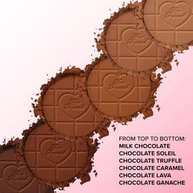 Too Faced compact beside a coin showing 0.28 oz size and handbag-friendly benefit