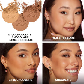 Too Faced compact beside everyday items showing portable 0.28 oz convenience