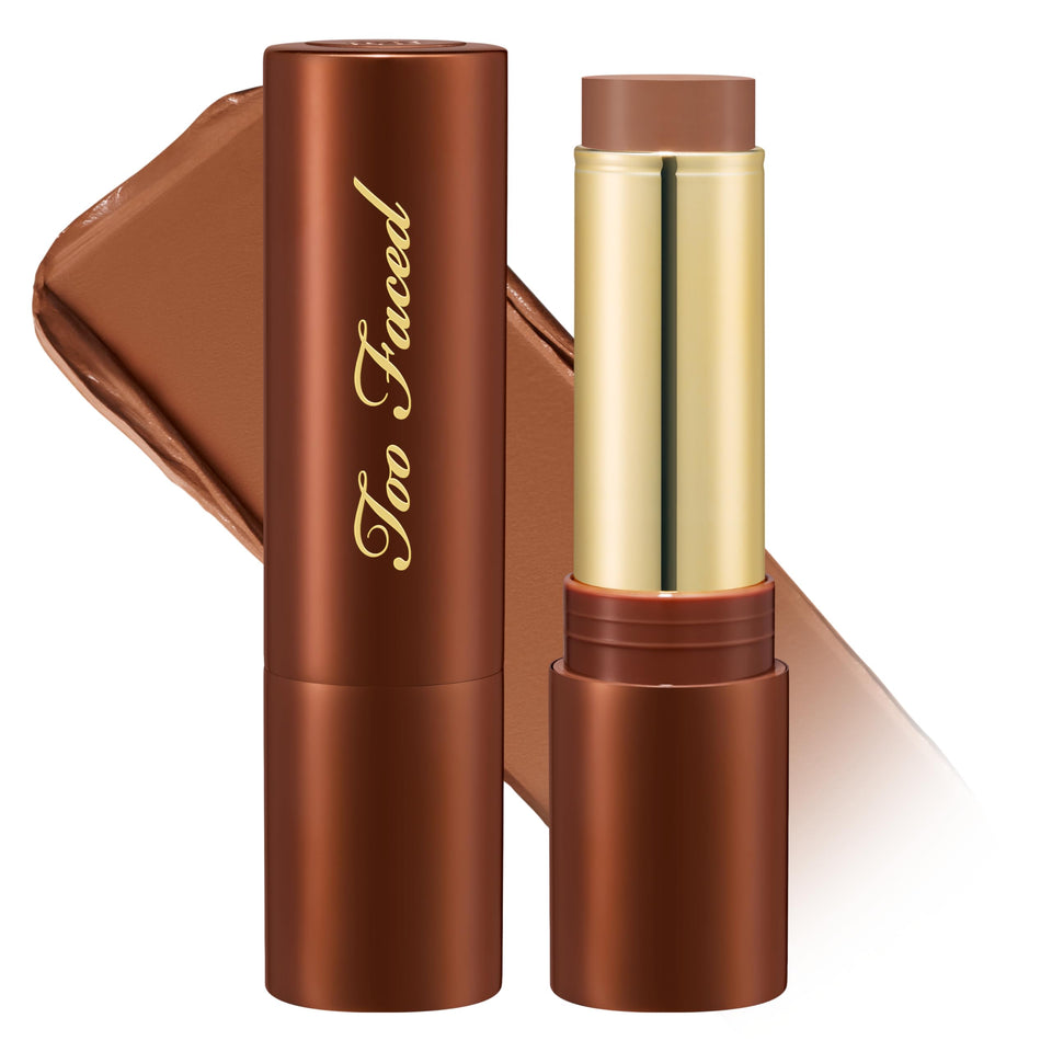 Too Faced front view of Chocolate Soleil stick showing compact design and quick application