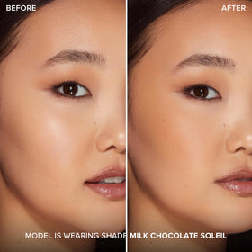 Too Faced swatch on skin demonstrating Milk Chocolate payoff and natural finish