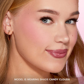 Too Faced blush applied with brush demonstrating blendability and natural flush benefit
