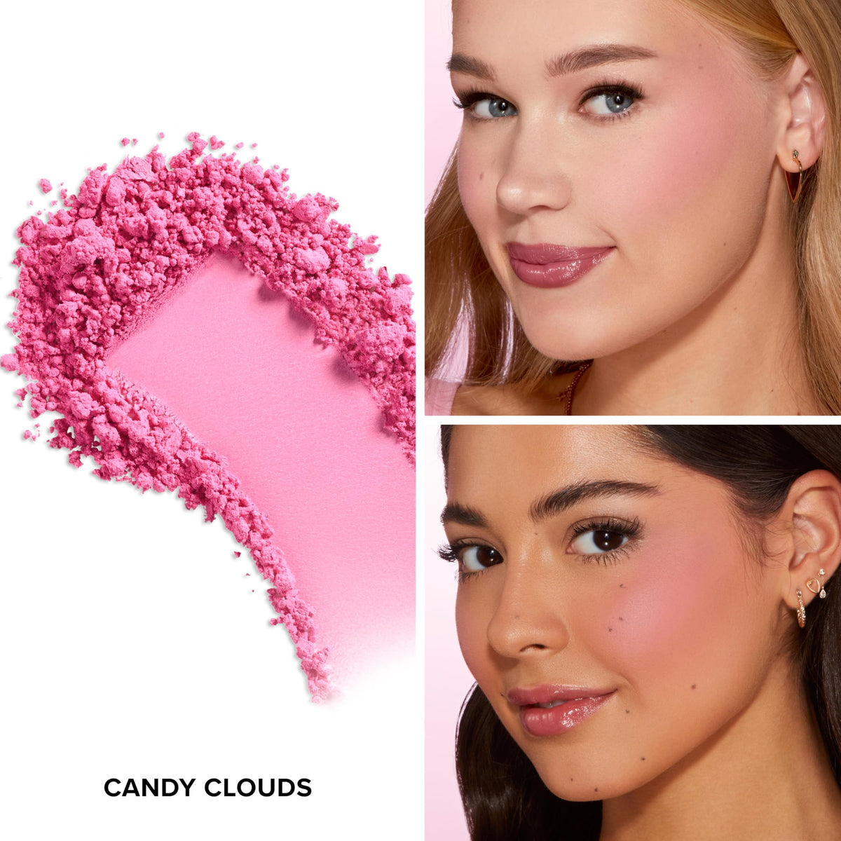 Too Faced close-up of blush pan highlighting velvety finish and smooth blending benefit