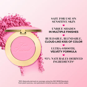 Too Faced texture swatch showing powder’s cushiony feel and buildable pigment benefit