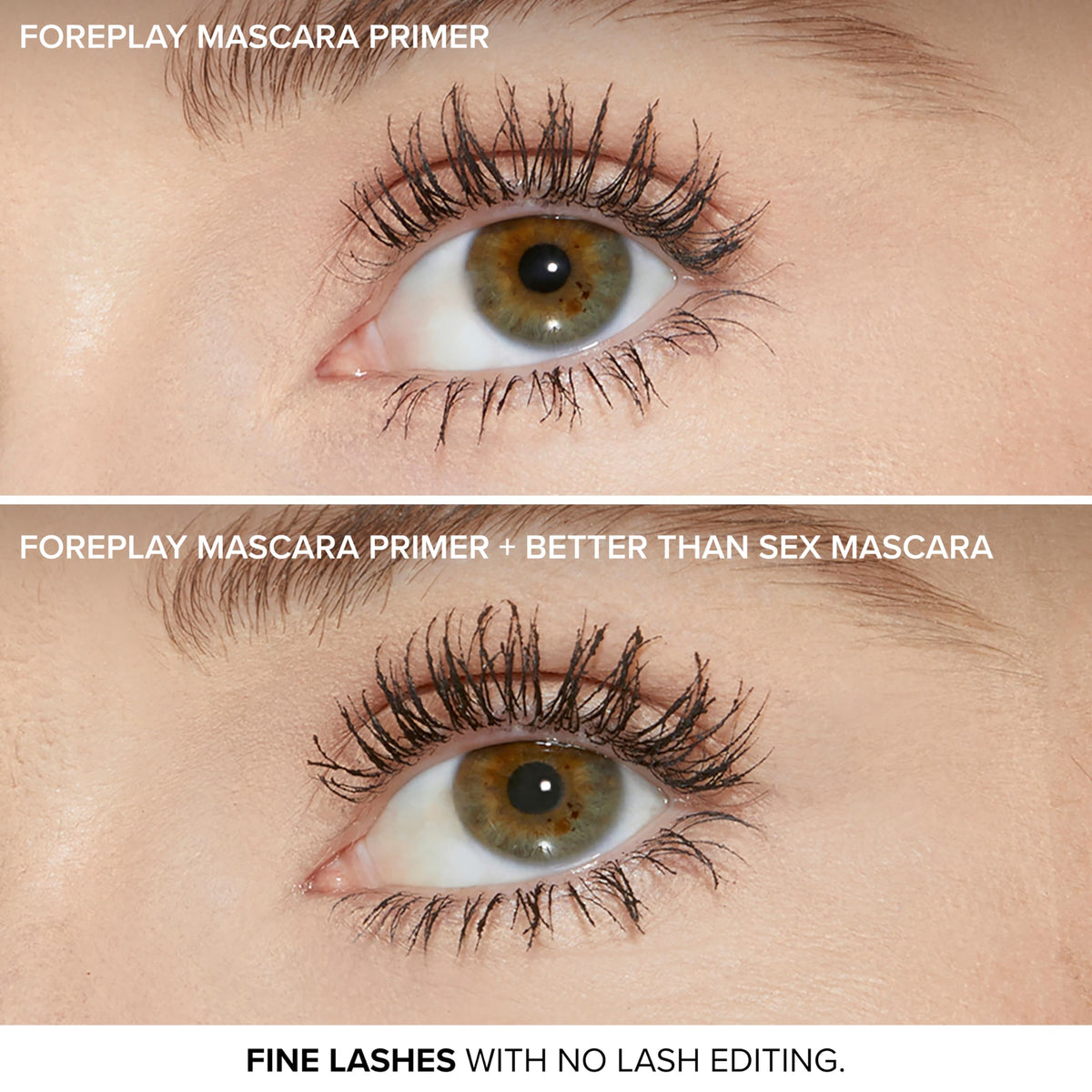 Too Faced Foreplay with argan and grape seed visuals, emphasizes nourishing oils benefit