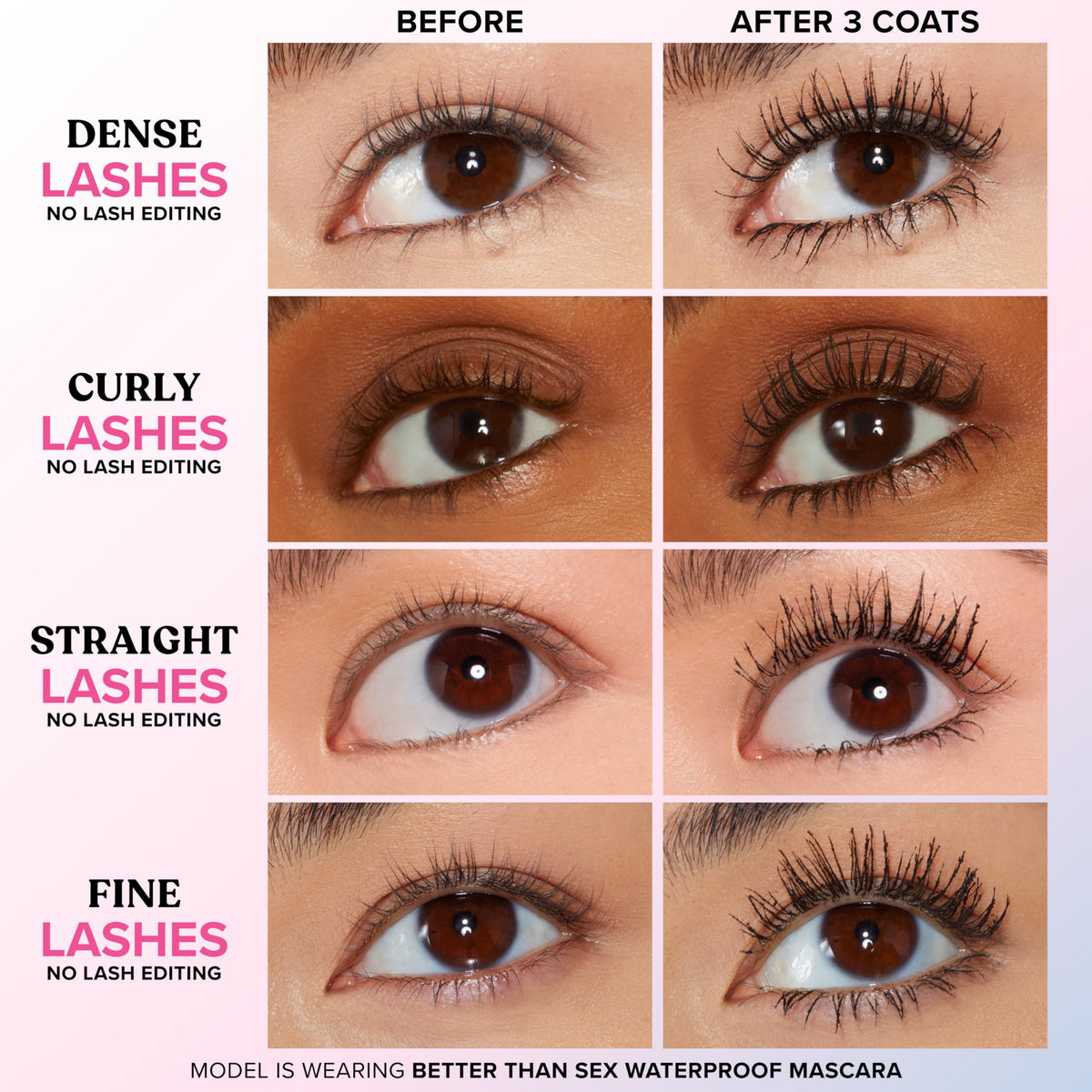Too Faced hourglass brush close-up coats lashes for volume