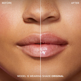 Too Faced gloss layered over lipstick to boost volume and color depth